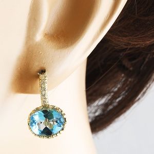 4.40 Carat Topaz 14K Yellow Gold Diamond Earrings